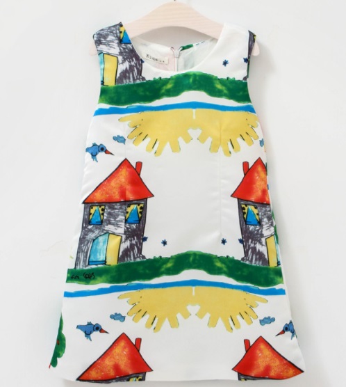 Платье на 1-7 лет, с домиками в Slonenok.kz